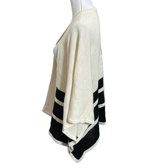 Brochu Walker Colorblock Poncho Cape Ivory Black Women’s One Size Wool Blend - Picture 6 of 11